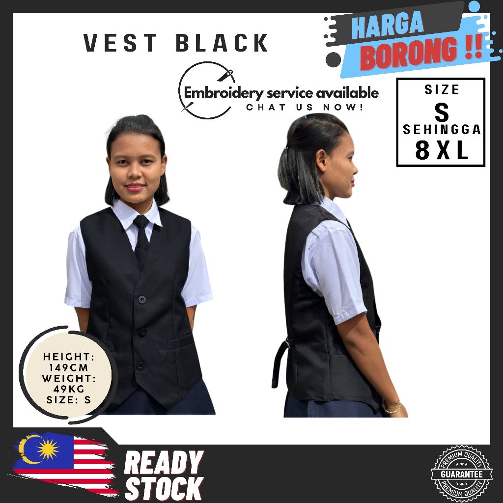 โพลีเอสเตอร์พรีเมี่ยมคุณภาพสูง 100% พร้อม ACTIVE LAYER I SIZE S SEHIGA 8XL I BLACK VEST