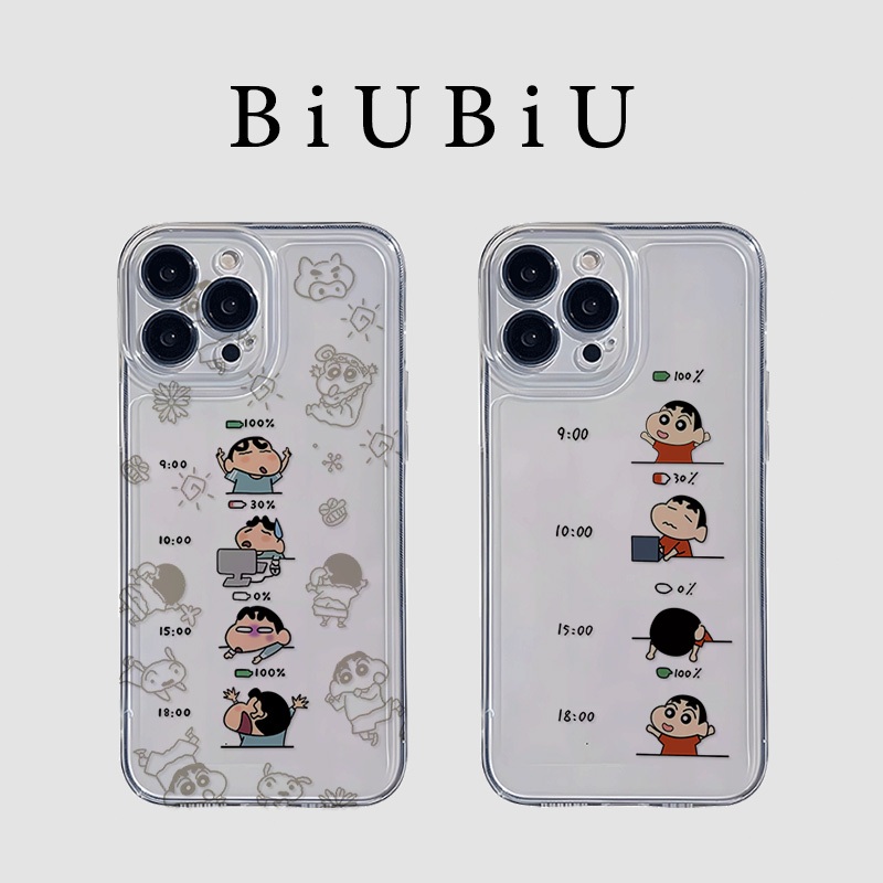 เข้ากันได้กับ iphone 16 Pro Max 15 Casing Crayon Shin-chan Daily Status List 11 12 13 14 Pro 7 8 Plu