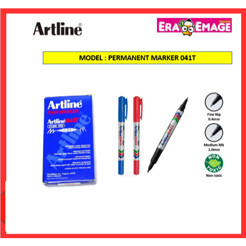 ARTLINE041T TWIN TIP MARKER 0.4mm & 1mm เส้นกว้าง Dual Nib ถาวร