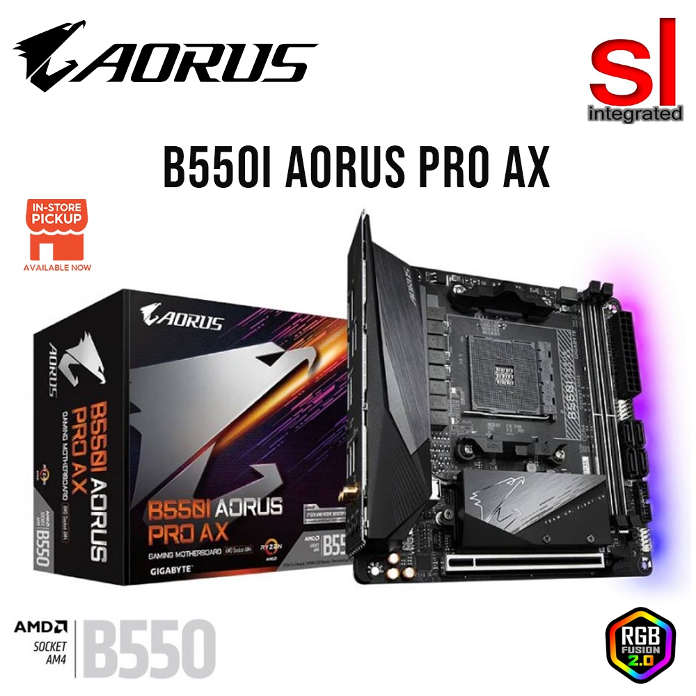 เมนบอร์ดสําหรับเล่นเกม Gigabyte B550I AORUS PRO AX AM4 Mini-ITX + โปรเซสเซอร์ AMD Combo