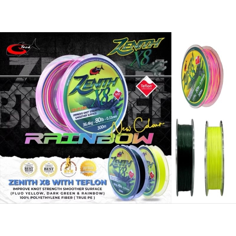 G Tech Zenith Benang 8x Sulam ตกปลาคุณภาพสูง Braided G Tech Japan 100% PE Fiber