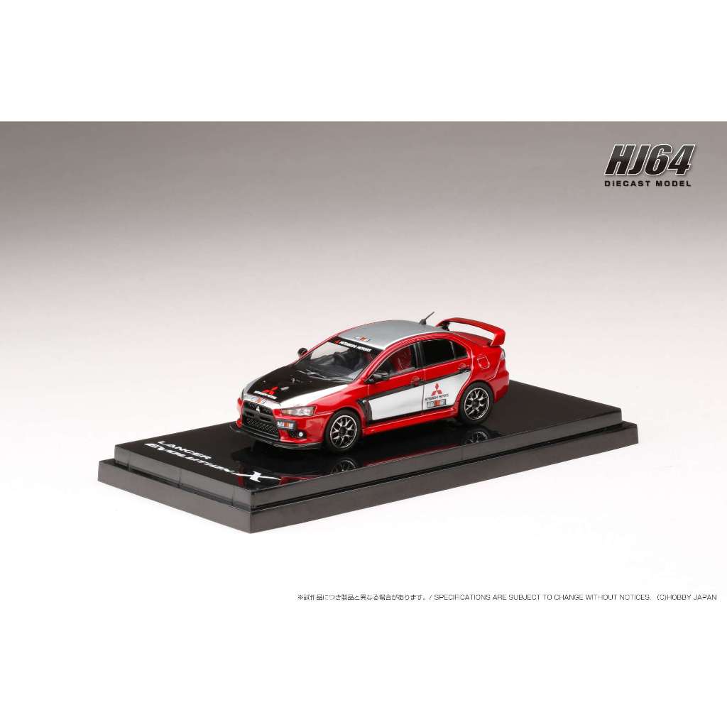 HOBBY JAPAN 1/64 HJ644053RB MITSUBISHI LANCER EVOLUTION 10 RALLIART COLUR สีแดง