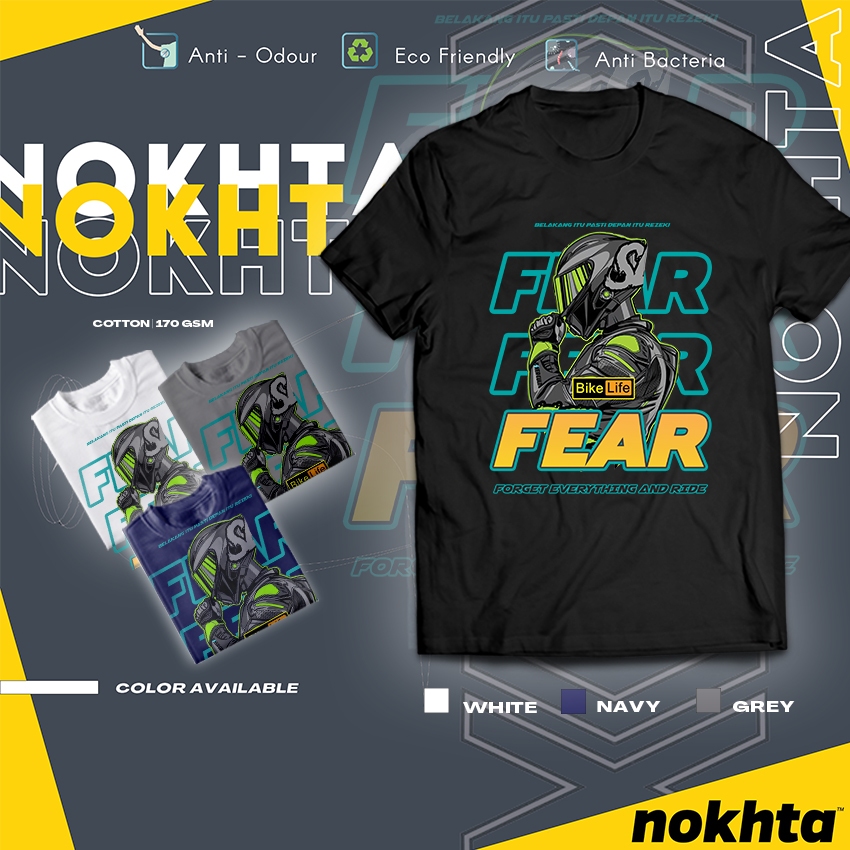 Baju Streetwear FEAR (Forget Everything And Ride) เสื้อยืดผ้าฝ้ายแขนสั้น XS - 5XL FEAR-SS-0001