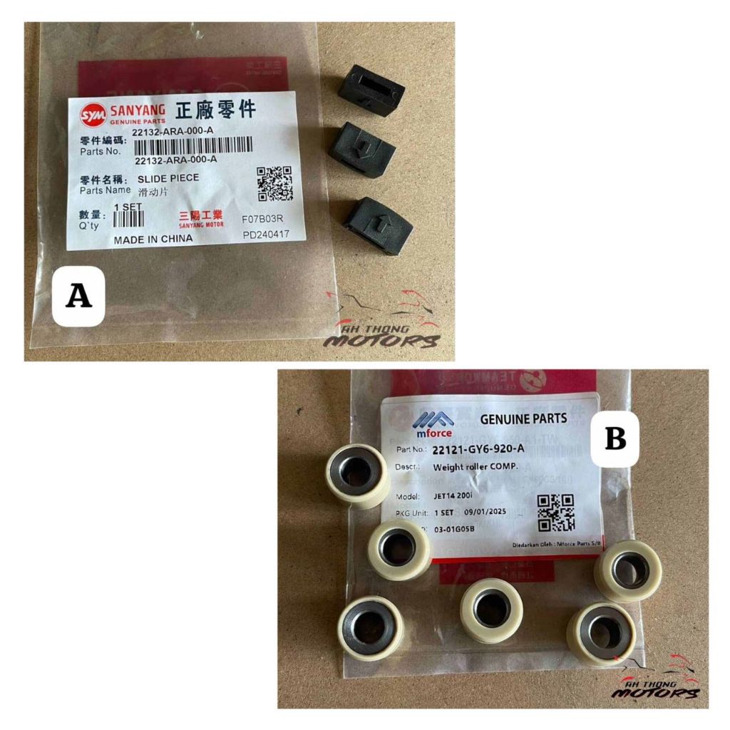 SYM JET200i สไลด์ชิ้น (3 ชิ้น/1 ชุด), ลูกกลิ้งน้ําหนัก Comp(6 ชิ้น/1 ชุด)