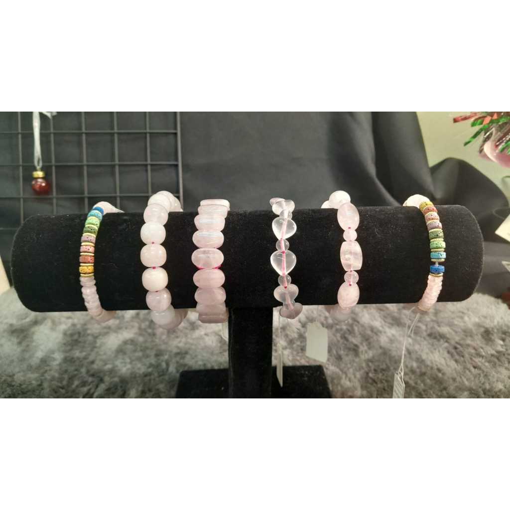 กําไลข้อมือ Rose Quartz/Gelang Rose Quartz สีชมพู