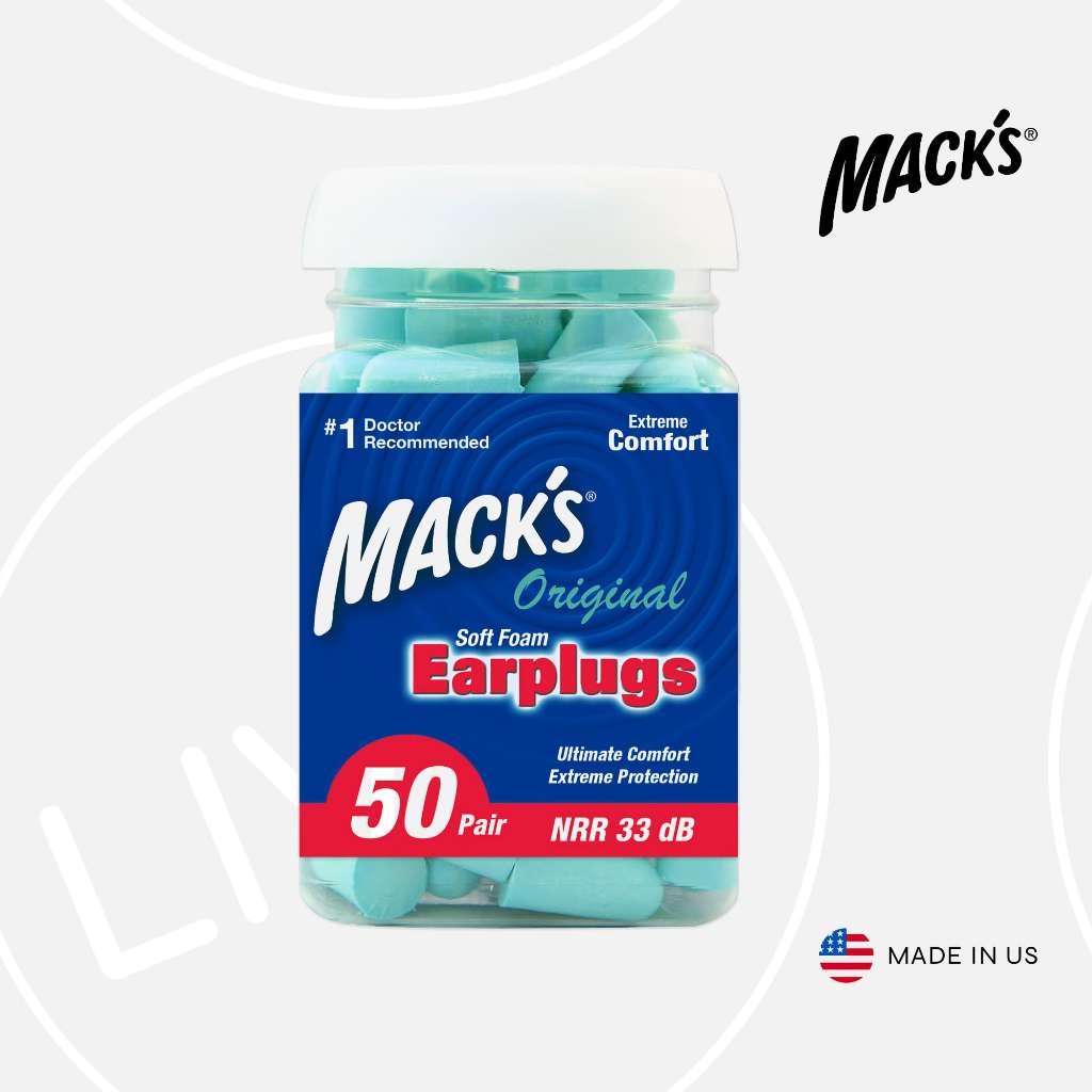 Mack's Original Soft Foam Earplugs, 50 Pair | Anti Noise Ear Plugs For Sleeping Penutup Telinga 耳塞睡眠