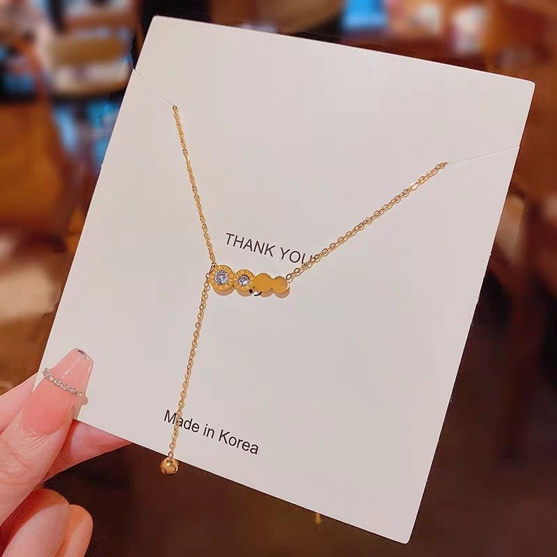 马金马罗钻圆吊จี้หัวเข็มขัด 链 锁项链 女生礼物 18เค ทองสแตนเลสเกาหลีสร้อยคอจี้เพทายผู้หญิงเลดี้rantai Leher Perempu