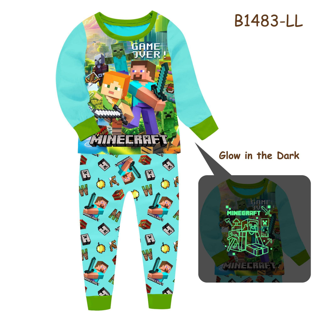 Barbieliya B1483LL ชุดนอน Minecraft Glow In The Dark Boy