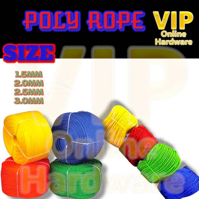 Polyethylene Nylon Rope Monofilament Rope Tali PP PE Poly Rope 1.5MM/2.0MM/2.5MM/3.0MMRANROM สี