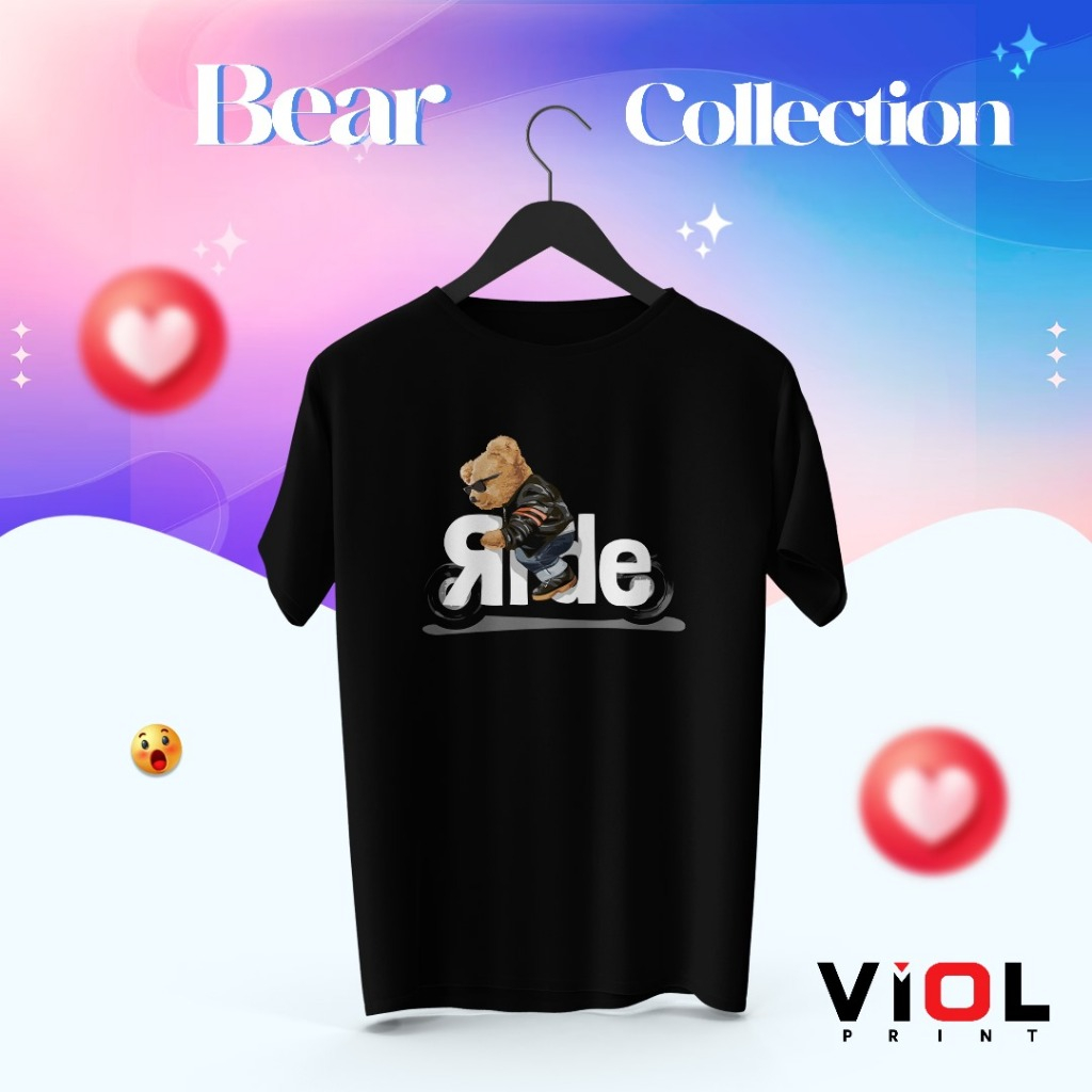 [RIDER] Bear Premium Design เสื้อยืด Baju Premium Rider เสื้อยืด Rider Design เสื้อยืดผ้าฝ้าย Premiu