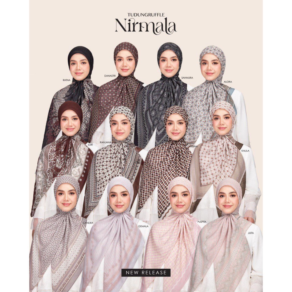 Tudung Ruffle Nirmala Akasia tv3Meraki Vintage Garden Rawdah Series Tudung bawal พิมพ์ bercetak Dang