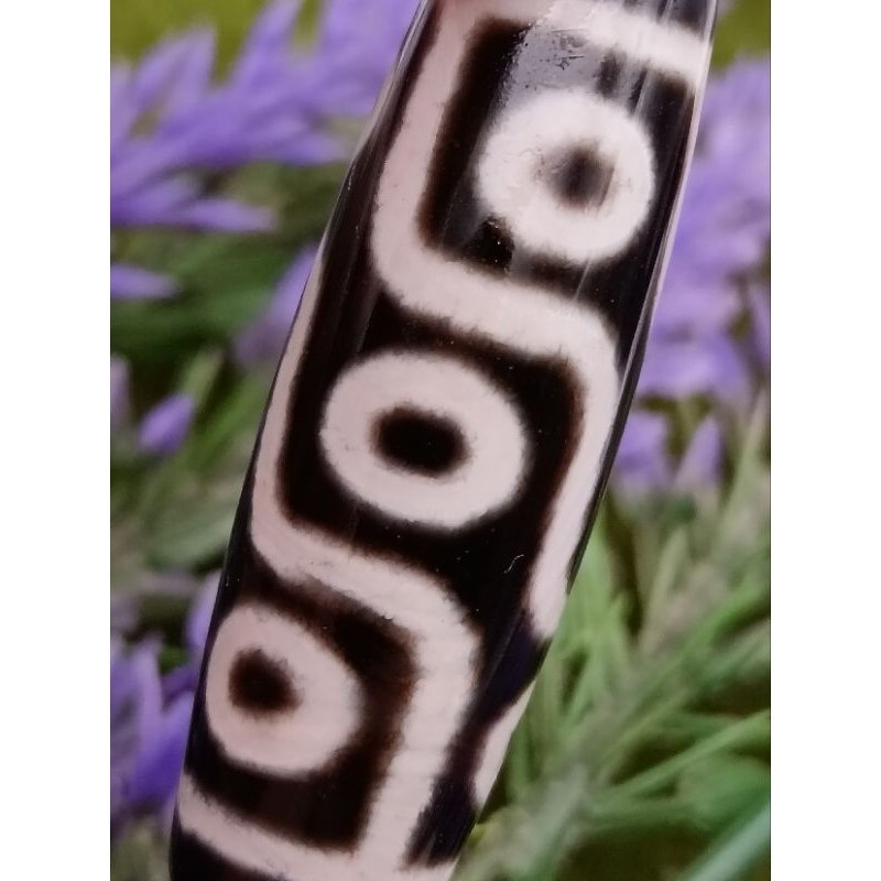 38.7 มม.x 12.7 มม.Nine-Eyed Dzi Bead Collection Nine-Times Moral Mercy Growth ผู้แต่ง Visible Self-T