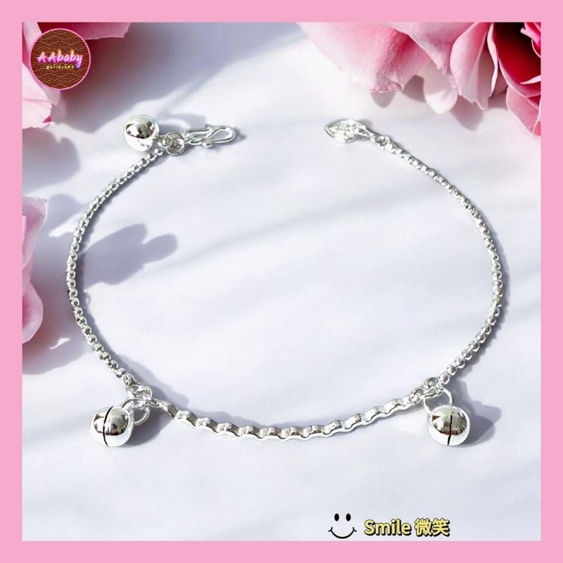 🌈AAbaby Galleries AA454 Original Baby 925 Silver Anklet Bracelet Smlie 微笑 Rantai Kaki/Gelang Bayi