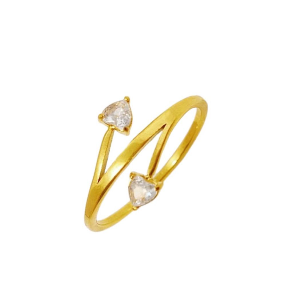 [ RM88 เท่านั้น + RM5 VOUCHER ] CELOVIS Gemini Twin Cubic Zirconia Gem Ring สีทอง