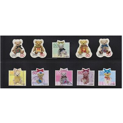 S556:Japan 2012 Autumn Greeting Teddy Bear 50Yen Comp.set แสตมป์มือสอง