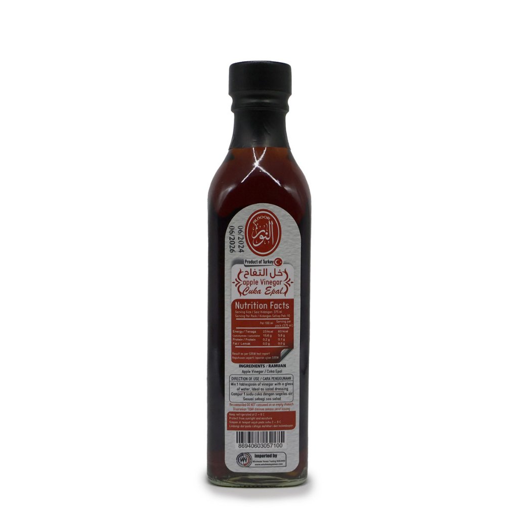 "ALNOOR Apple Vinegar/ Cuka Epal 375ML , Apple Vinegar"