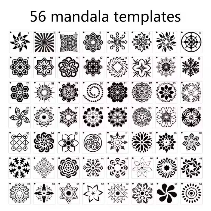 ที67. (56 DESIGNS) MANDALA TEMPLATE STENCIL DRAWING