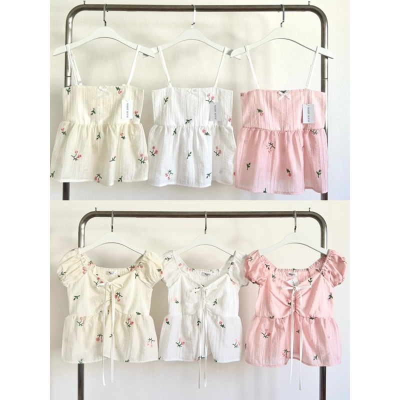 T454Fresh and Cute Flora Wawa Doll Top Adjustable Strap โดย MARRY HOUSE小清新年秋冬上衣