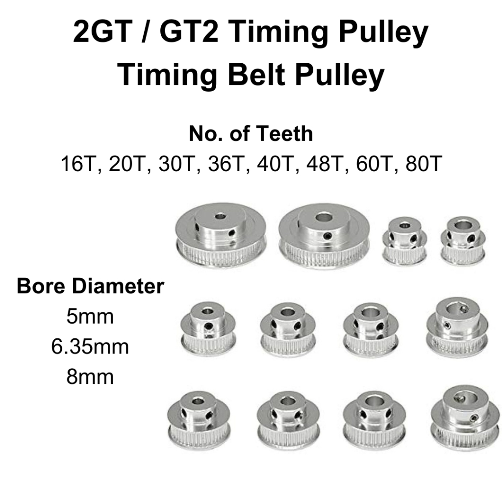 2GT GT2 Timing Pulley 16T/20T/30T/36T/40T/60T GT2 Pulley Timing Belt Pulley - 5mm/6.35mm/8mm Bore - 