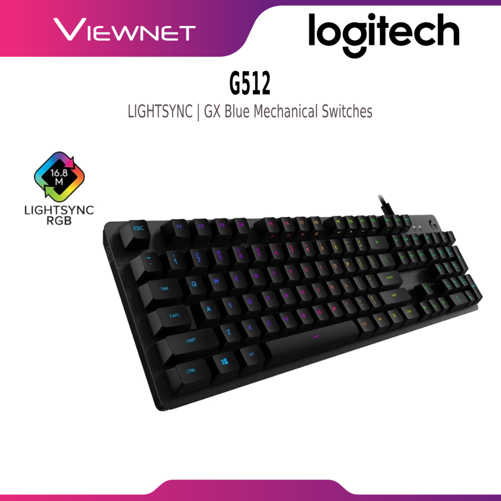 LOGITECH G512 CARBON LIGHTSYNC RGB WIRED MECHANICAL GAMING KEYBOARD GX SWITCHES - ( LINEAR / CLICKY 