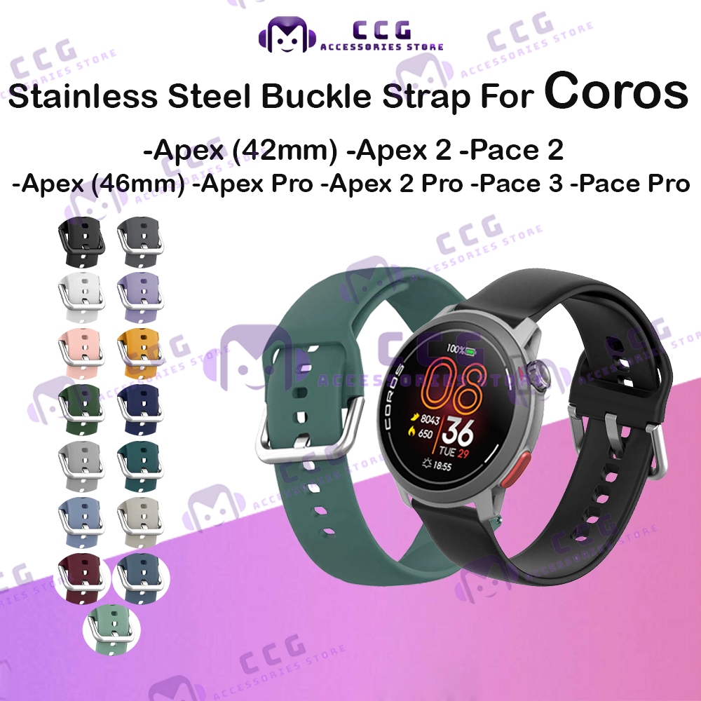 สายคล้องคอสําหรับนาฬิกา Coros Apex ซิลิโคนโลหะหัวเข็มขัดเปลี่ยนสาย 20 มม.22 มม.Pace 2 3 Pro Pace2 Pa