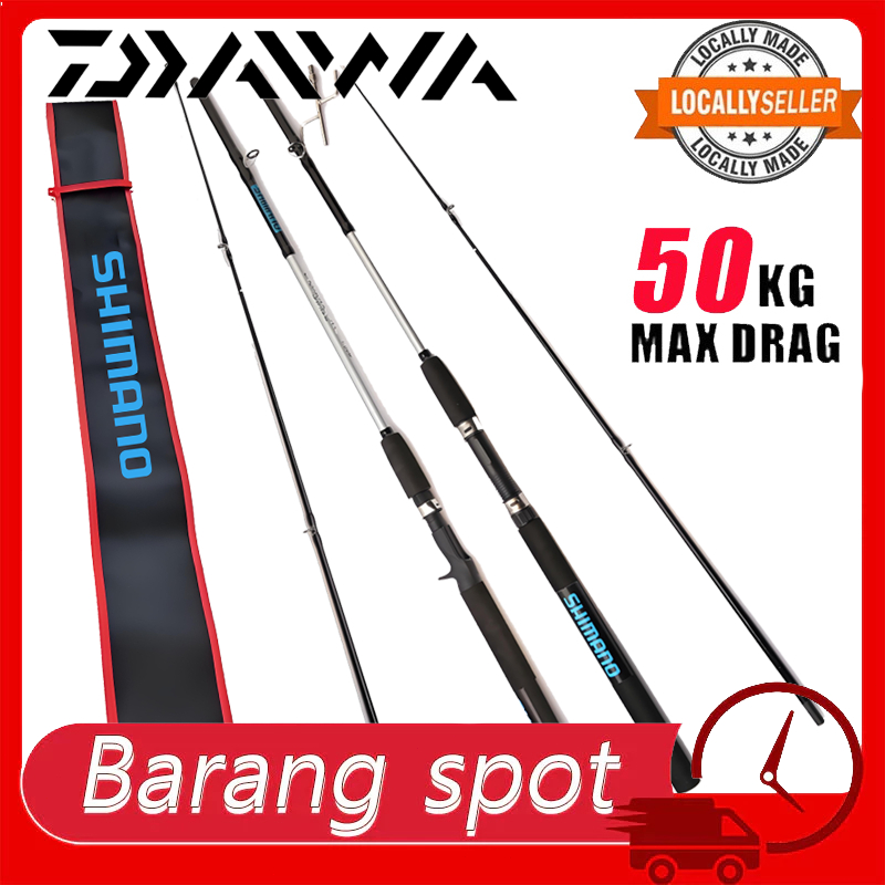 DAIWA SPINNING Rod M Power 2 ส่วน Carbon Lure Fishing Rod Spinning Casting Pole ตกปลาทะเล
