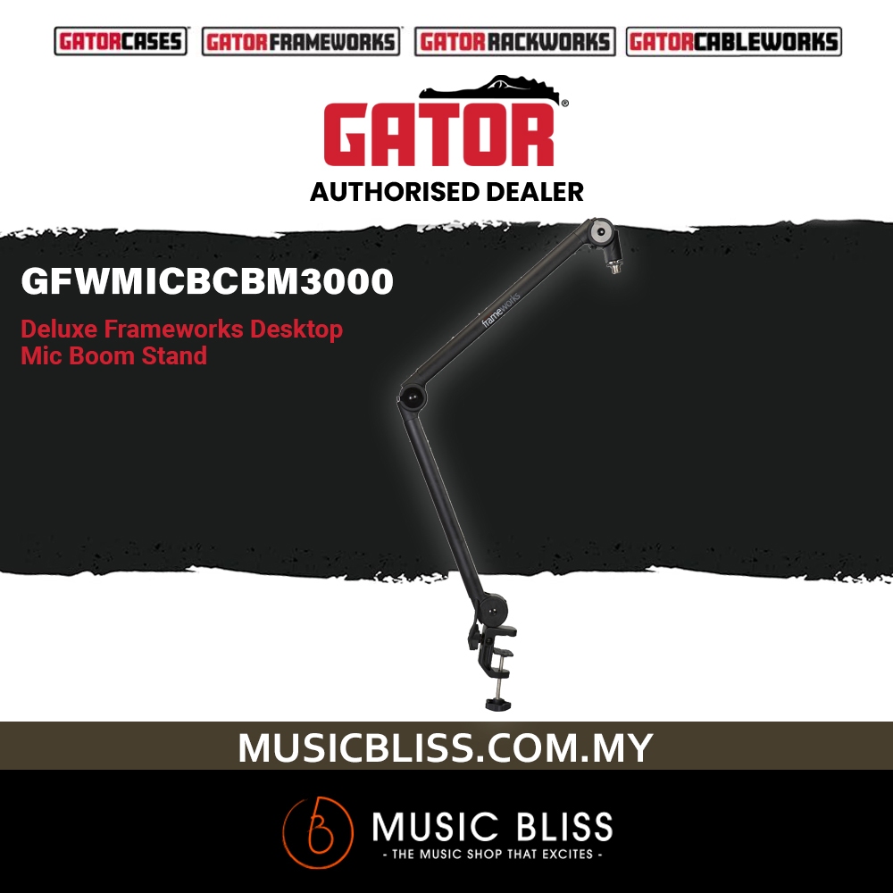 Gator Frameworks GFWMICBCBM3000 Deluxe โต๊ะติดตั้ง Broadcast ไมโครโฟน Boom Stand สําหรับ Shure SM7B,