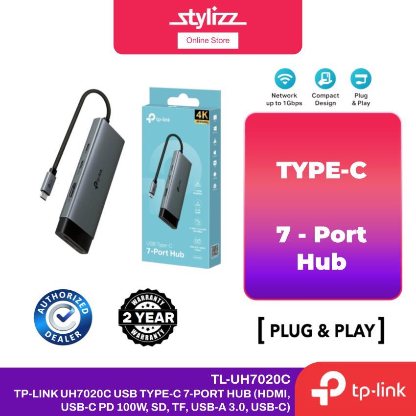 TP-Link UH7020C USB-C Hub 7-in-1 ถึง HDMI 4K @ 60Hz เครื่องอ่านการ์ดความเร็วสูง USB 3.0 สําหรับแล็ปท