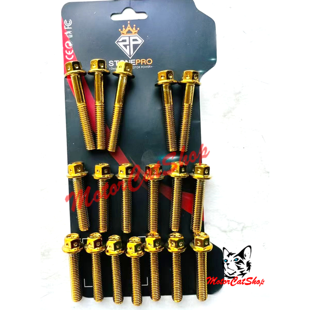 ชุดสกรูเครื่องยนต์ RXZ (StonePro) สีทอง