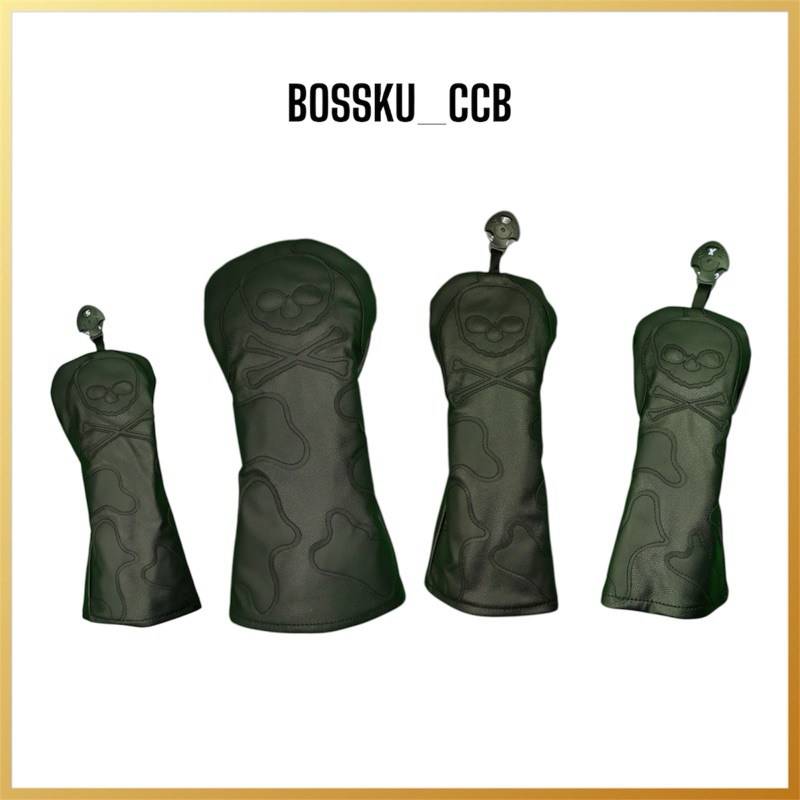 [Bossku] Golf Club Headcover Skull Club Head Cover Driver Cover Fairway Wood Cover Hybrid Cover Leat