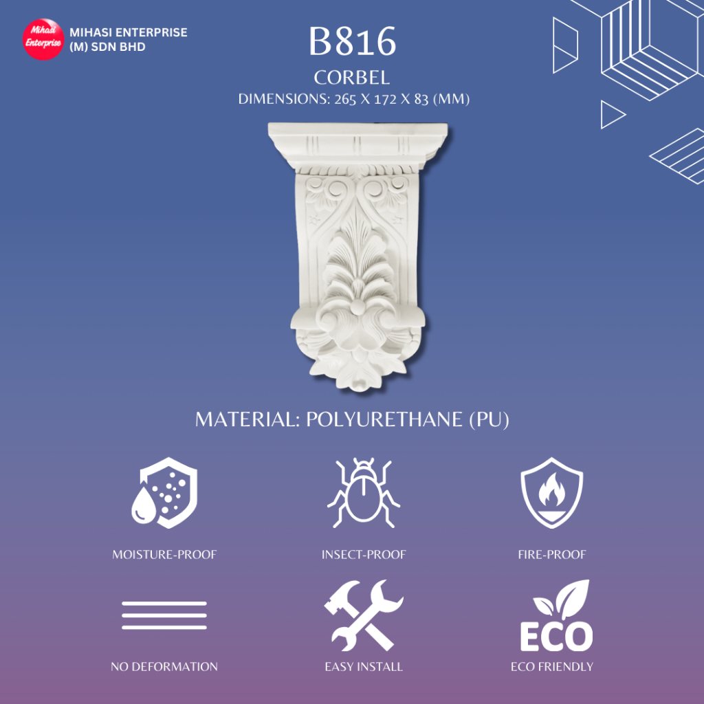 CORBEL FLORAL DESIGN WALL CORBEL WALL DECOR ACCESSORIES สีขาว PU