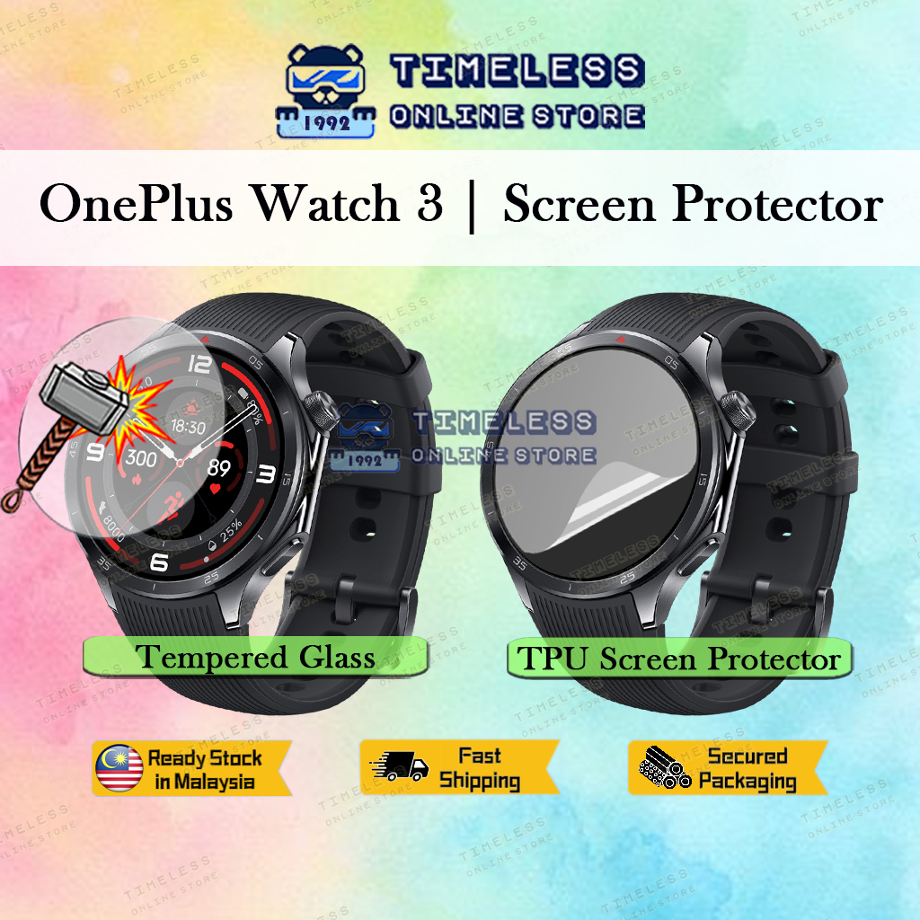 🇲🇾 ฟิล์มกันรอยหน้าจอ OnePlus Watch 3, ฝาครอบหน้าจอกระจกนิรภัย & Hydrogel TPU (ฟิล์มนุ่ม) การป้องกัน 