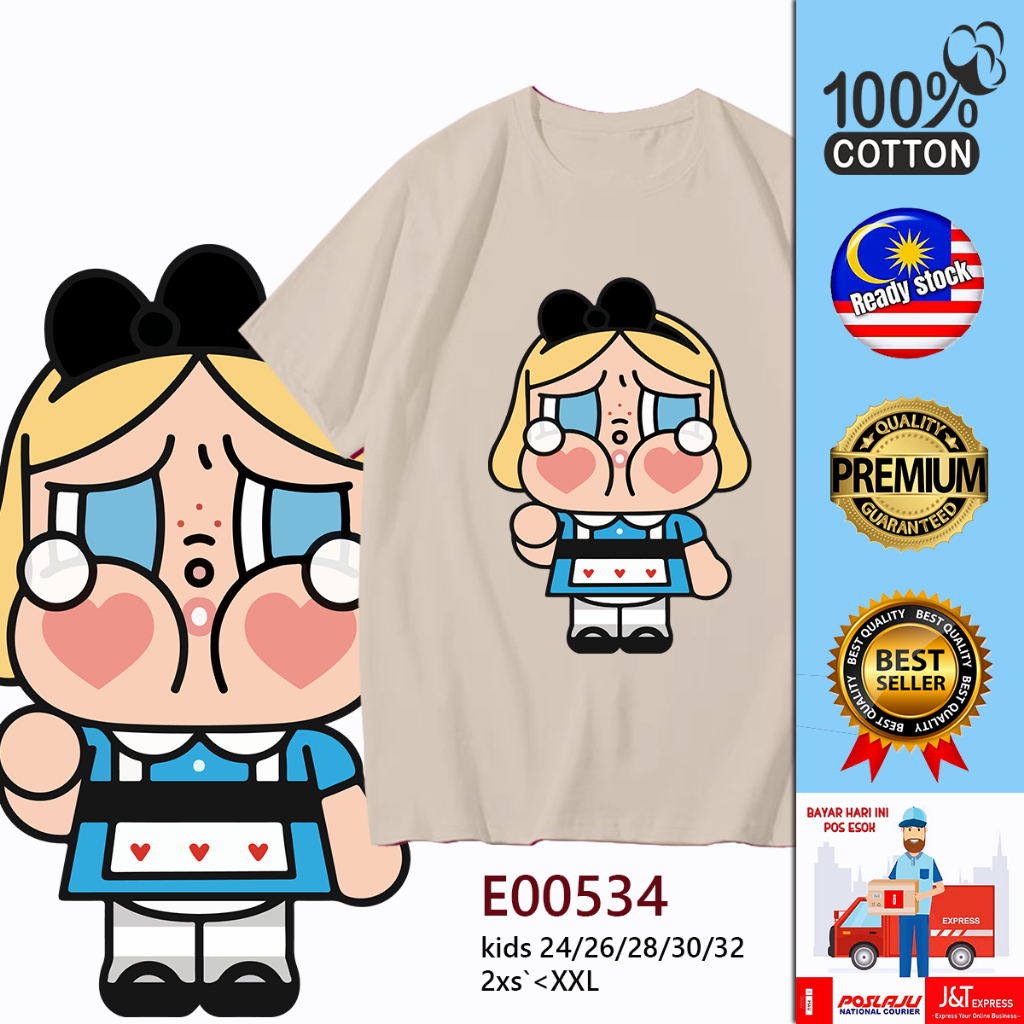 羽衣服 crybaby ผ้าฝ้ายเสื้อยืด 2XL ผู้หญิงแขนสั้นรอบคอ streetwear E00532 E00533 E00534 E00535
