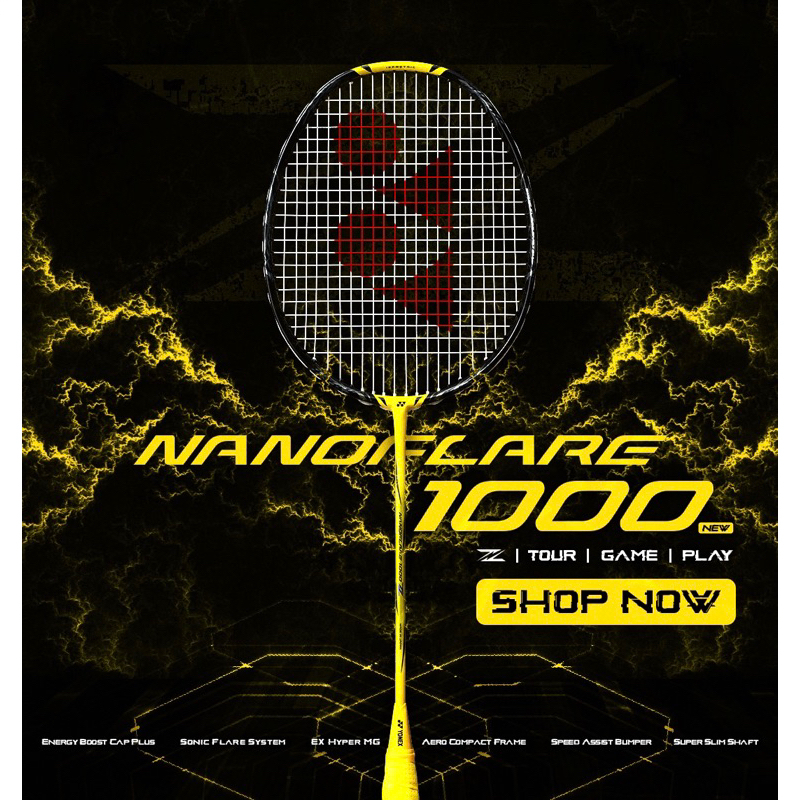 Yonex NANOFLARE 1000Z ไม้แบดมินตันคาร์บอนเต็มแสงอัลตร้าแร็กเก็ตเดี่ยว NF1000Z การโจมตีความเร็ว