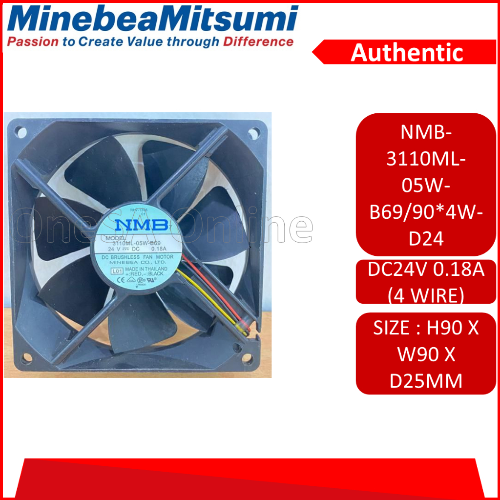 NMB VIDEO FAN DC24V 0.18A 4 WIRE(NMB-3110ML-05W-B69/90*4W-D24)