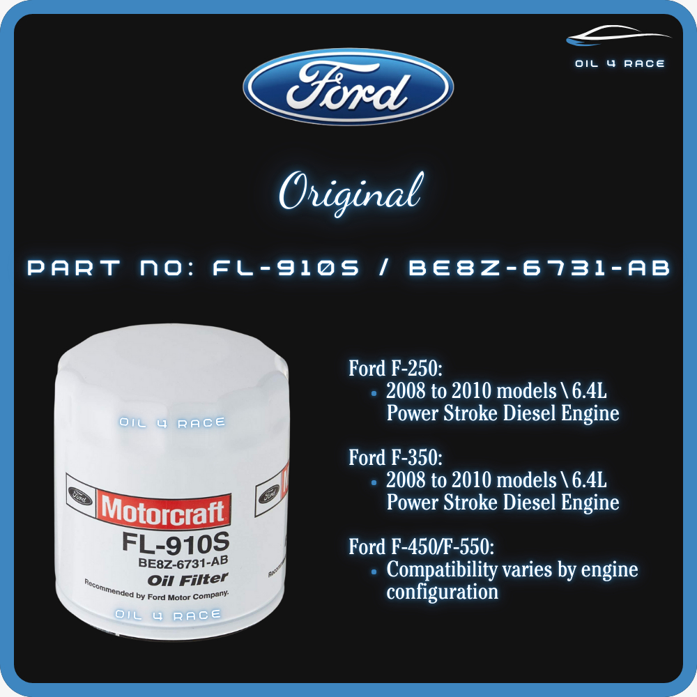 กรองน้ํามันเครื่อง Ford Motorcraft FL-910S / BE8Z-6731-AB