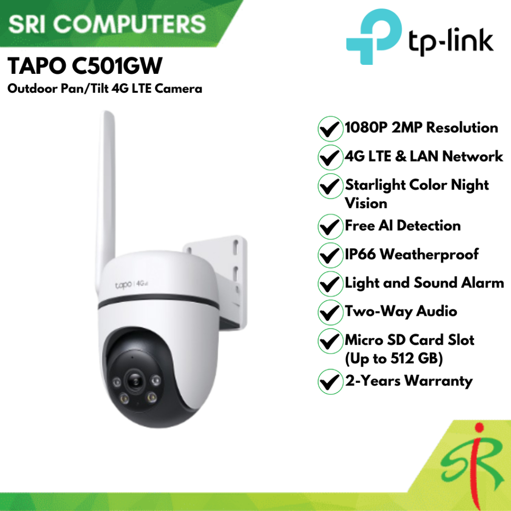 TP-LINK TAPO C501GW กล้อง Pan/Tilt 4G LTE กลางแจ้ง [รับประกัน 2 ปี]