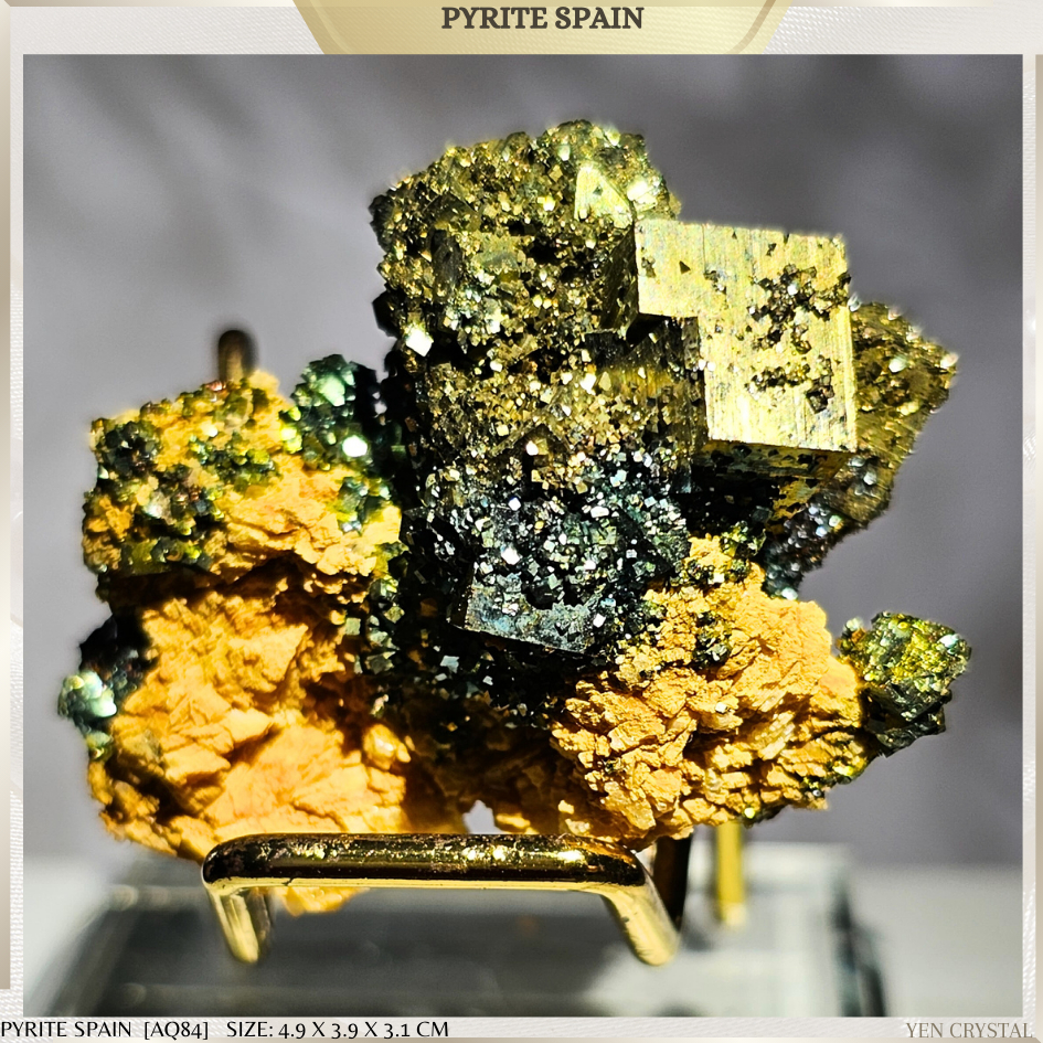 SPAIN CUBIC PYERITE*คุณภาพสูง* [AQ84] SPAIN: Abundance, Grounding, Manifesting, Ultimate Wealth Magn