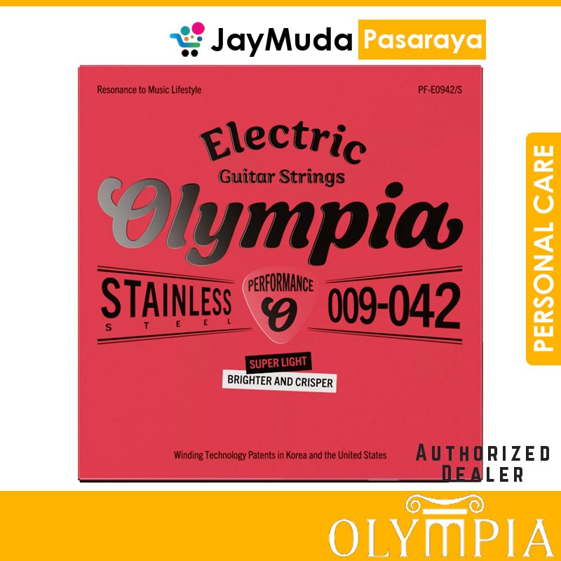 Olympia สายกีตาร์ไฟฟ้าสแตนเลสสตีล PF-E0942S Super Light Brighter Crisper 009-042