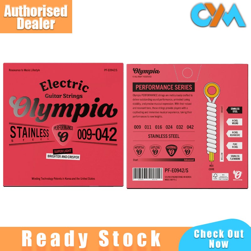 Olympia กีตาร์ไฟฟ้า Full Strings 009-042 Super Light PF-E0942/S สแตนเลส Brighter Crisper