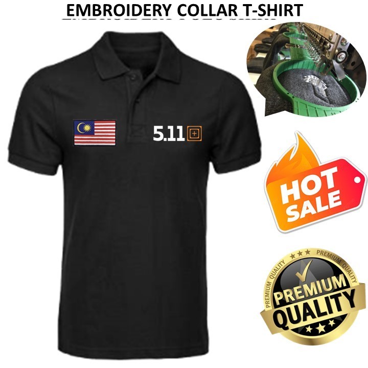 EMBROIDERY SULAM 511 TACTICAL & FLAG BLACK COLLAR SHIRT