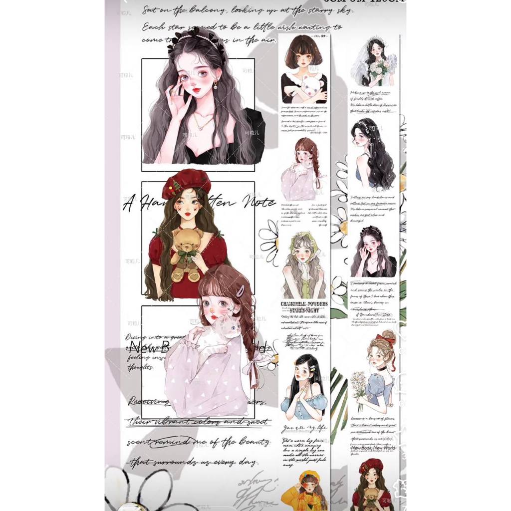 Kelier~Light Dream Sweet Retro Girl ตัวอักษร Washi เทป Heavy Oil คู่มือเทปบรรจุ One Loop Washi เทป-6