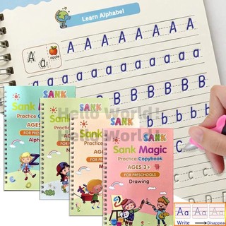 4 Book/Set(Free Pens)Magic Calligraphy Handwriting Copybook Set Writing Board Tracing Book for Kids