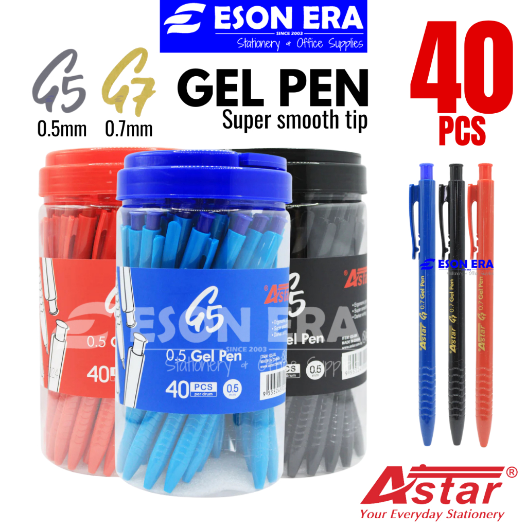 Astar G5/G7 ปากกาเจลแบบพับเก็บได้ 0.5 มม./0.7 มม. 40 ชิ้น/ถัง