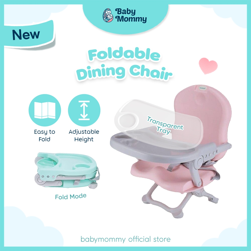 Babymommy Potable เก้าอี้รับประทานอาหาร Baby Booster Seat ให้อาหารพับได้กระเป๋าขนมขบเคี้ยวเด็ก Kerusi Makan Bayi 可调节 可调节เด็ก餐椅