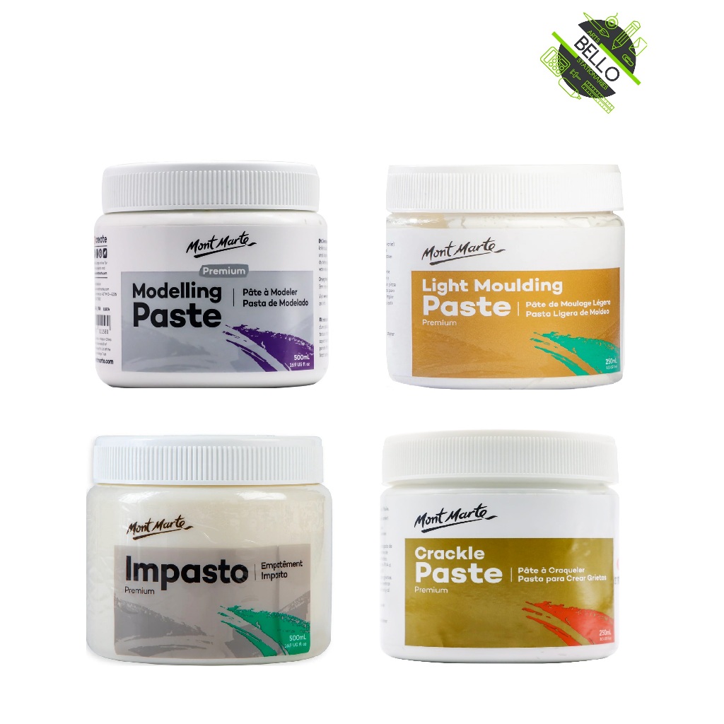 Mont Marte Modelling Paste 500ml / Light Moulding Paste 250ml / Crackle Paste 250ml / Impasto 500ml