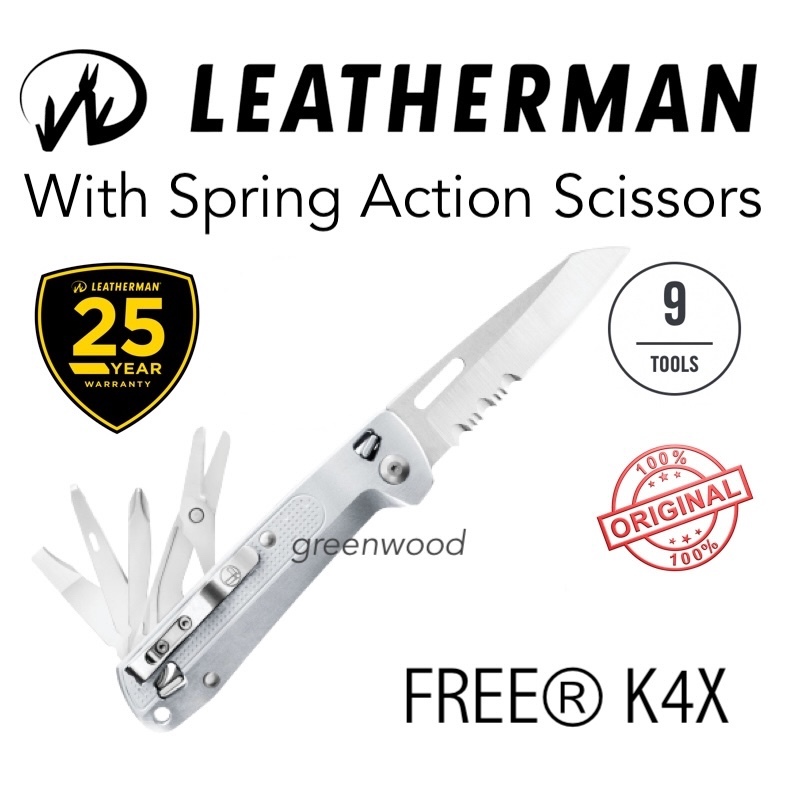 LEATHERMAN Free K4X 9 Tools (EDC, Multi-tools, Blade, Scissors, Pry Tool, Opener, Awl, Screwdrivers)