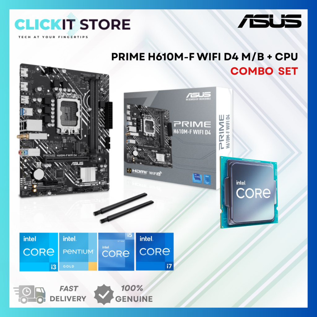 [COMBO] เมนบอร์ด ASUS PRIME H610M-F WIFI D4 + CPU Intel