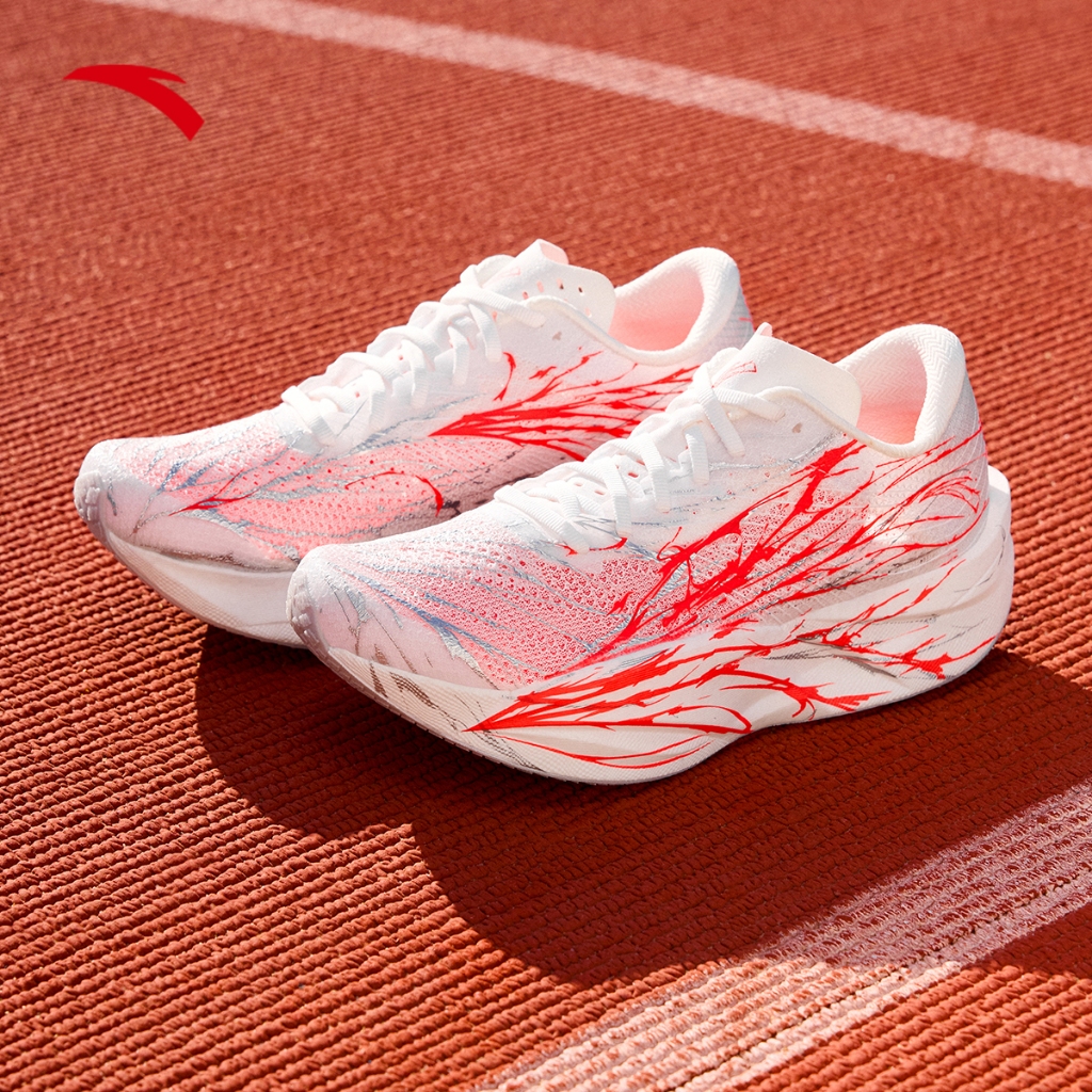 ANTA Women C202 6 รองเท้าวิ่ง 1225B5575-2 -Papyrus White/Fluorescent Red/Silver (Kasut Larian Peremp