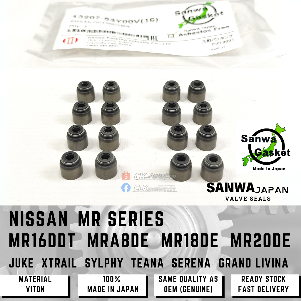 SANWA ซีลวาล์ว Viton ของญี่ปุ่น - Nissan MR16DDT MR18DE MRA8DE MR20DE XTrail Juke Tiida Serena Sylph